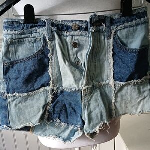 Patchwork Denim Shorts